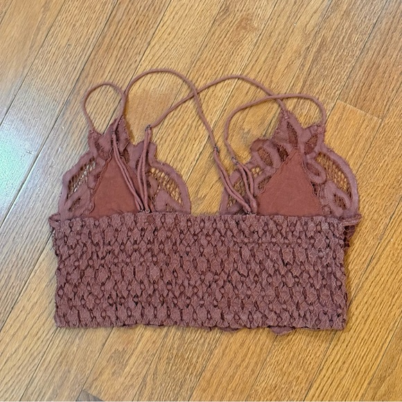 Free People Adella Bralette Women’s Medium Longline Crop Top Rust Lace Crochet - Picture 4 of 7